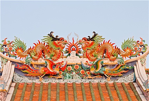中式,龙,雕塑