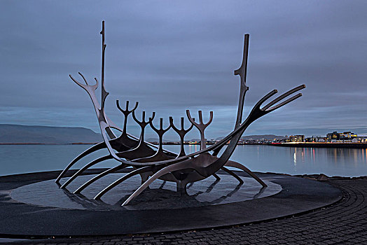 欧洲,北欧,冰岛,雷克雅未克,雕塑,沿岸,散步场所