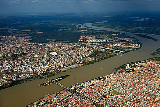 航拍,左边,伯南布哥,右边,巴伊亚,分开,巴西,南美