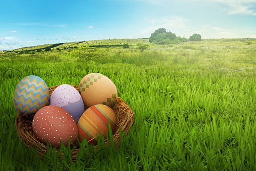 复活节彩蛋,巢穴,绿色,地点