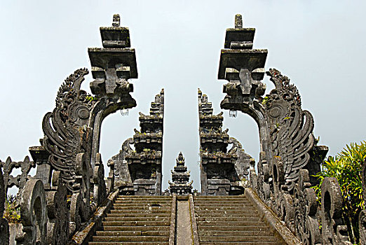 巴厘岛,印度教,宽,楼梯,分开,大门,母兽,庙宇,布撒基寺,印度尼西亚,东南亚,亚洲