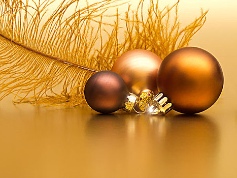 金色,圣诞节,装饰,小玩意,羽毛