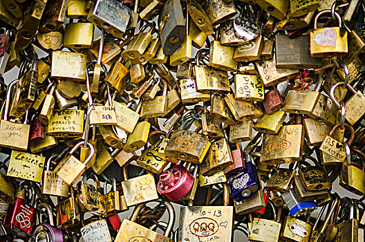 挂锁,喜爱,信息,线条,桥,巴黎,法国