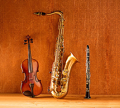 经典,音乐,萨克斯管,小提琴,单簧管,旧式