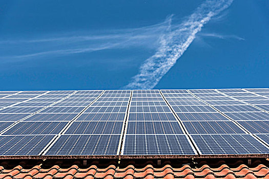 太阳能电池板,房顶,仰视,慕尼黑,德国