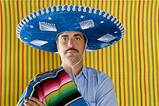 墨西哥人,胡须,男人,阔边帽,头像,衬衫