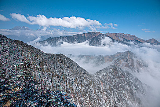 四川大邑县西岭雪山远眺西岭阴界群山