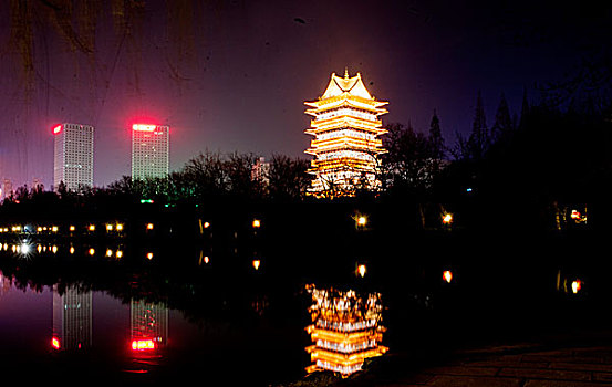 安徽合肥春节,包河公园夜景迷人