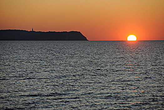 日落,上方,波罗的海,旁侧,岛屿,灯塔,梅克伦堡州,德国,欧洲