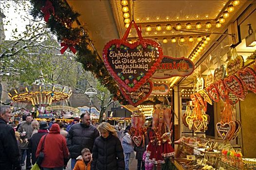 站立,心形姜饼,甜食,姜饼,圣诞节,多特蒙德,北莱茵威斯特伐利亚,德国