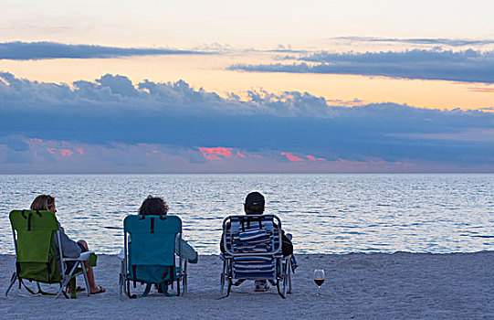 海滩,佛罗里达,靠近,那不勒斯,旅游,放松,日落,墨西哥湾,葡萄酒