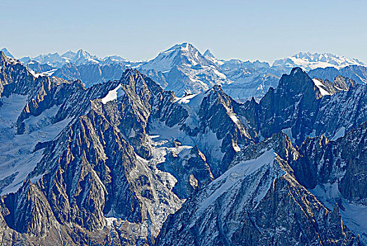 法国,阿尔卑斯山,上萨瓦省,夏蒙尼,地区,顶峰