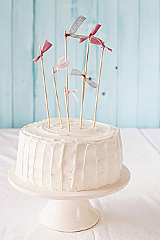 白色,生日蛋糕,粉色,旗帜,点心架