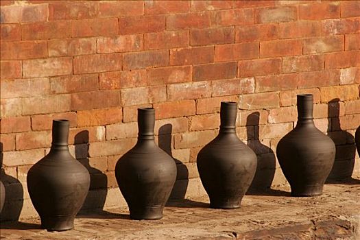 花瓶,展示,户外,陶器,巴克塔普尔,尼泊尔