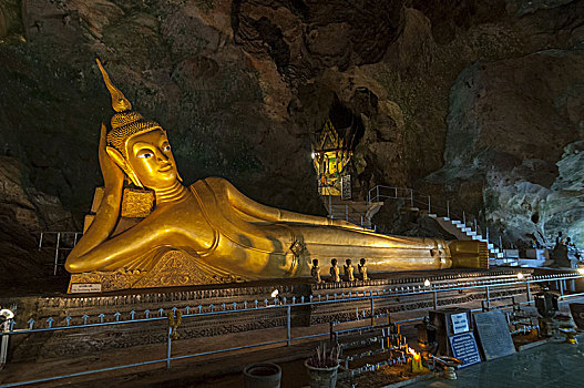 金色,雕塑,佛,洞穴,庙宇,寺院,猴子,攀牙,泰国