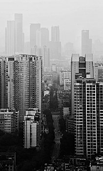 中国雾都重庆建筑黑白摄影