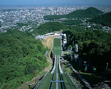 山,跳台滑雪,城市,札幌