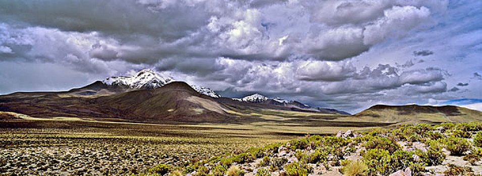 雷暴,云,上方,火山,局部,国家公园,高原,智利,大