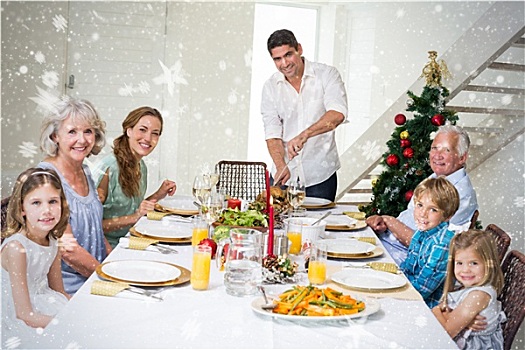 合成效果,图像,家庭,圣诞餐,餐桌