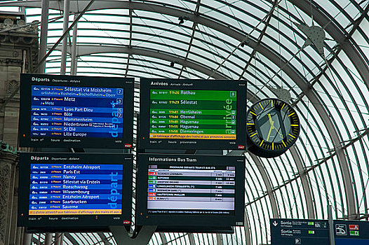 时间表,火车站,斯特拉斯堡,法国