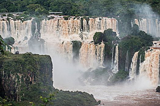 瀑布,伊瓜苏瀑布,伊瓜苏,河,边界,巴西,阿根廷,南美