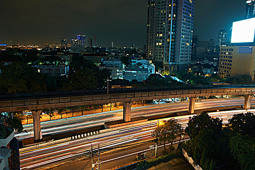 城市,公路,夜晚,曼谷,泰国