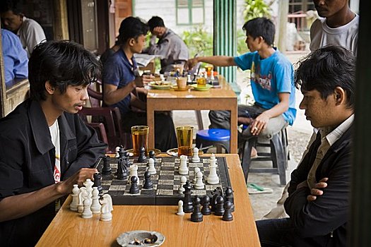 下棋,玩家,餐馆,北方,苏门答腊岛,印度尼西亚
