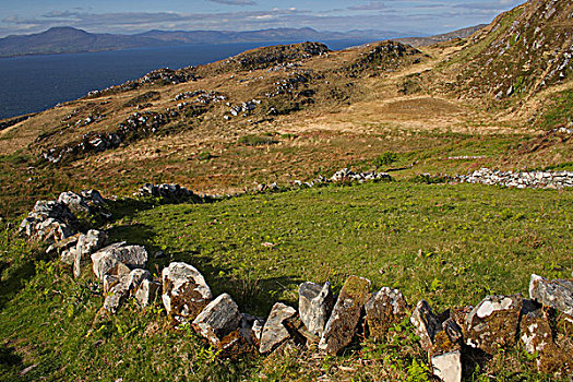 石墙,老,土地,头部,半岛,西部,科克市,科克郡,爱尔兰