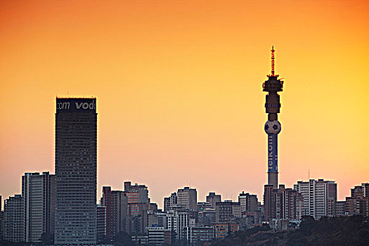 约翰内斯堡,天际线,日落,南非