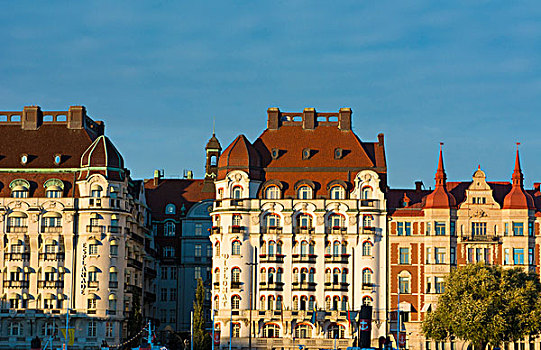 斯德哥尔摩,瑞典,市区,漂亮,公寓,老,日落,建筑