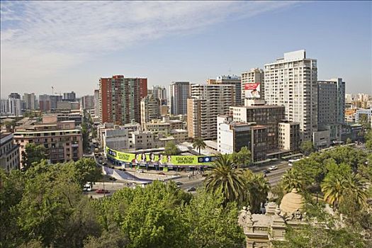 现代,高层建筑,圣露西亚山,公园,智利圣地牙哥,智利,南美