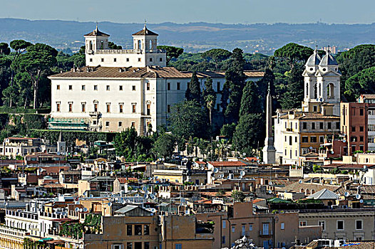 别墅,教堂,方尖塔,靠近,西班牙,罗马,拉齐奥,区域,意大利,欧洲