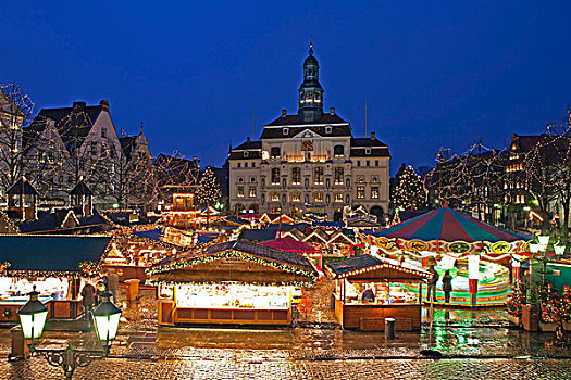 圣诞市场,市政厅,吕内堡,下萨克森,德国,欧洲