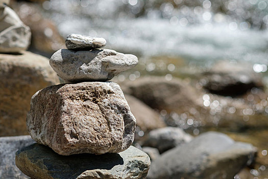 石头,堆,河流