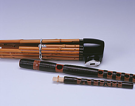 日本传统,乐器,一对,芦苇,笛子,竹子,器具