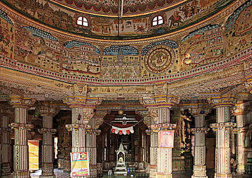 印度,拉贾斯坦邦,比卡内尔,室内,壁画