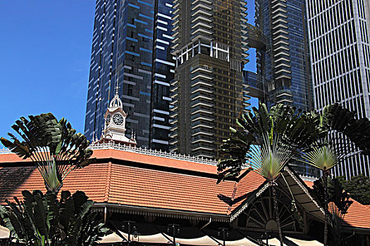 破旧,建筑,摩天大楼,背景,新加坡