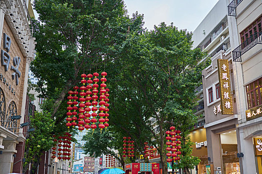 羊城广州北京路步行街骑楼岭南特色建筑