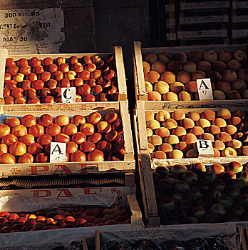 盒子,油桃,桃,考文特花园,市场