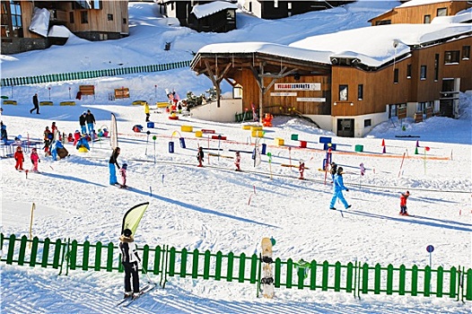 滑雪,孩子,阿沃利亚兹,城镇,阿尔卑斯山,法国