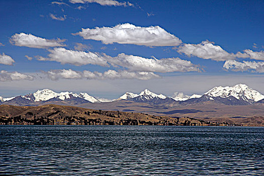 南美,玻利维亚,提提卡卡湖,景色,山