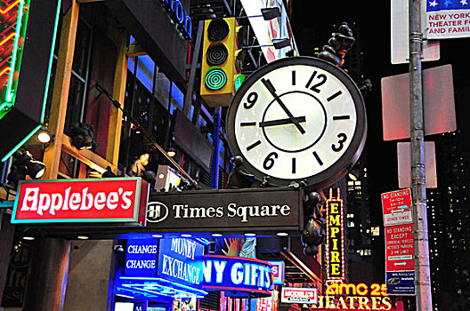 钟表,霓虹灯,时代广场,纽约,美国,北美