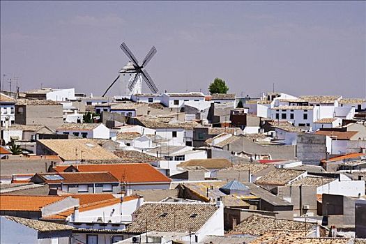 风车,城镇,拉曼查,西班牙