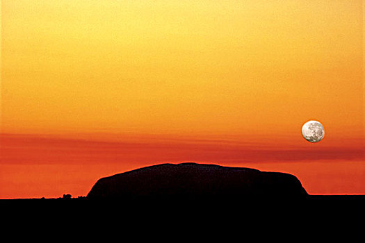 月亮,漂浮,橙色天空,澳大利亚