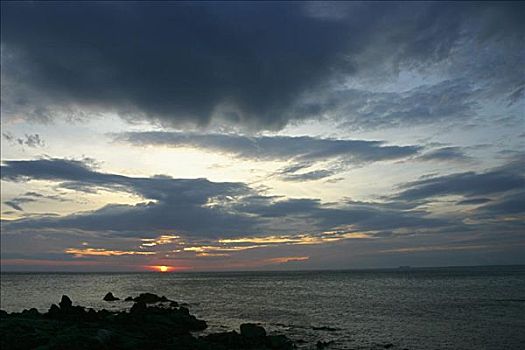 日落,上方,海洋,泰国