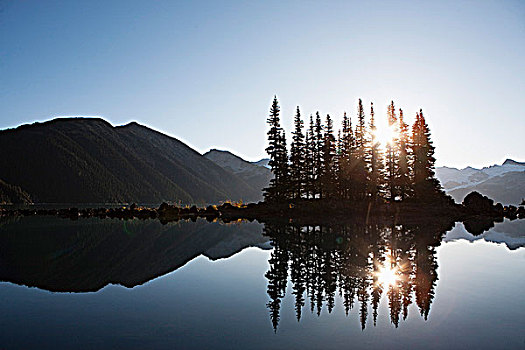 湖,日落,省立公园,不列颠哥伦比亚省,加拿大