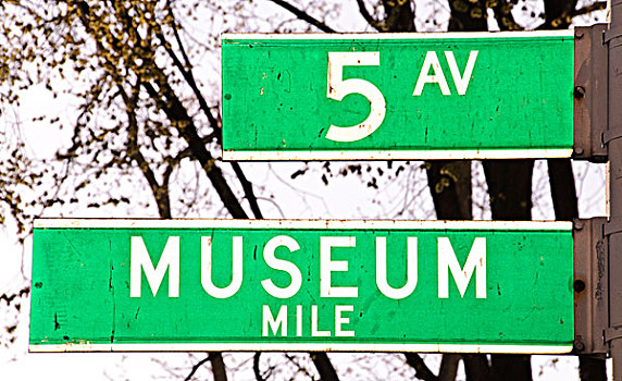 第5大道,博物馆,英里,路标,纽约,美国