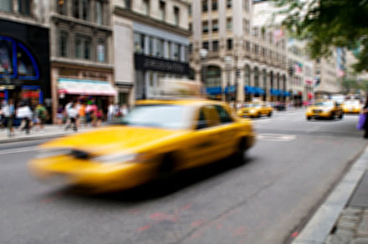 著名,纽约,黄色出租车,出租车,模糊