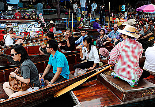游客,漂浮,市场,曼谷,泰国,亚洲