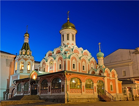 夜景,大教堂,红色,莫斯科,俄罗斯